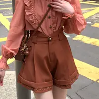 现货【一生罗曼】复古设计感显瘦百搭简约休闲女短裤K705