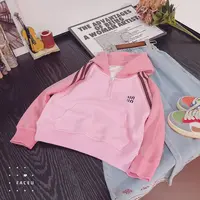 504149   女童春秋款卫衣儿童洋气翻领女童短款上衣女孩衣服秋装