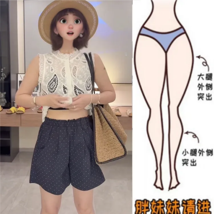 格洛森女胖妹妹夏季新款梨型身材松紧高腰显瘦休闲裤韩系花苞短裤
