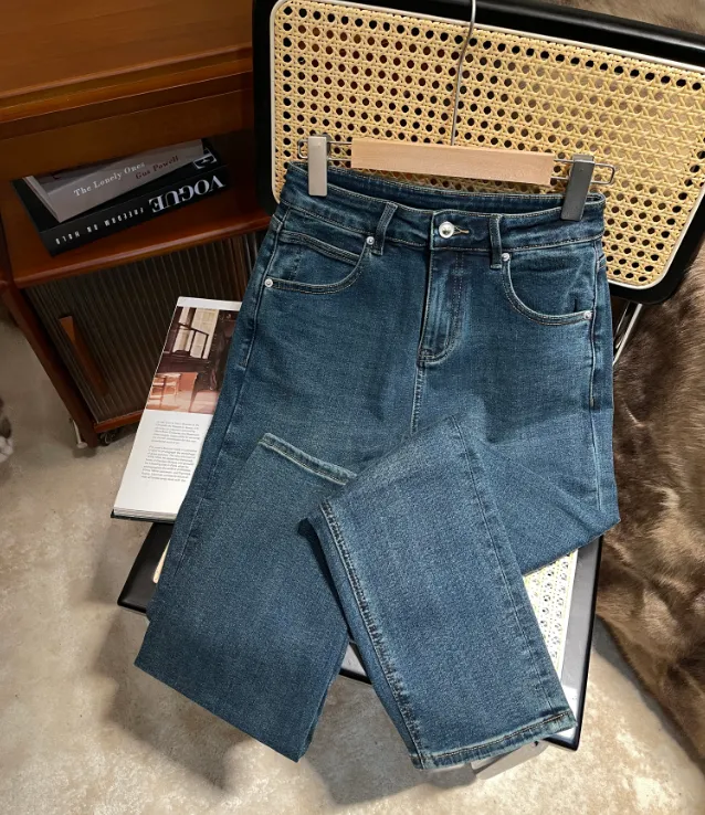 直筒烟管裤高腰显瘦新款百搭牛仔裤6830-1