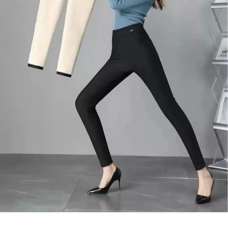 舒适高弹修身保暖小黑秋冬显瘦打底高腰水洗绒铅笔保暖复合百搭裤