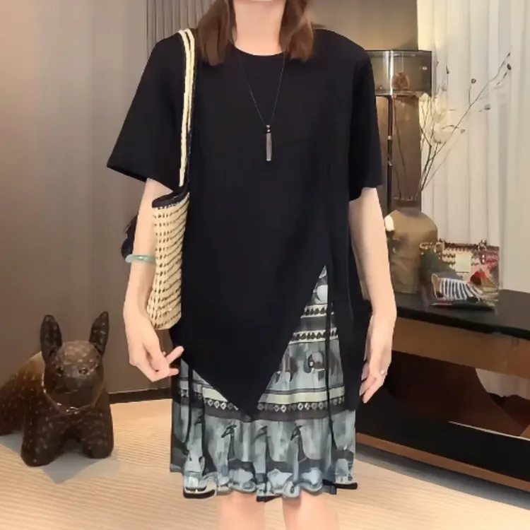2025夏季新款休闲宽松不规则流苏设计上衣洋气通勤显瘦百搭T恤女