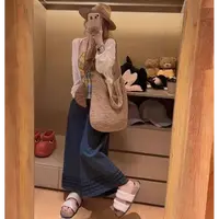 松弛主义/木耳花边拼接阔腿九分裤