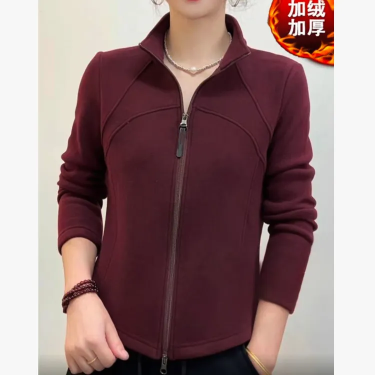 2607#【加绒加厚】小蛮腰双拉链纯色百搭保暖外套（5色可选