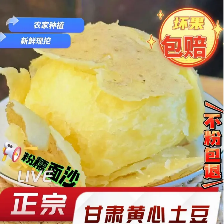 【中秋福利试吃两个】甘肃新鲜口感沙软黄心土豆农家现挖3斤5斤9斤