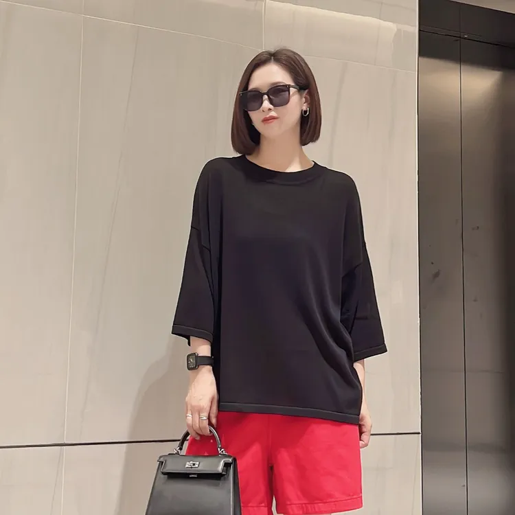 【希辰】冰感针织条纹潮牌女装8132上衣