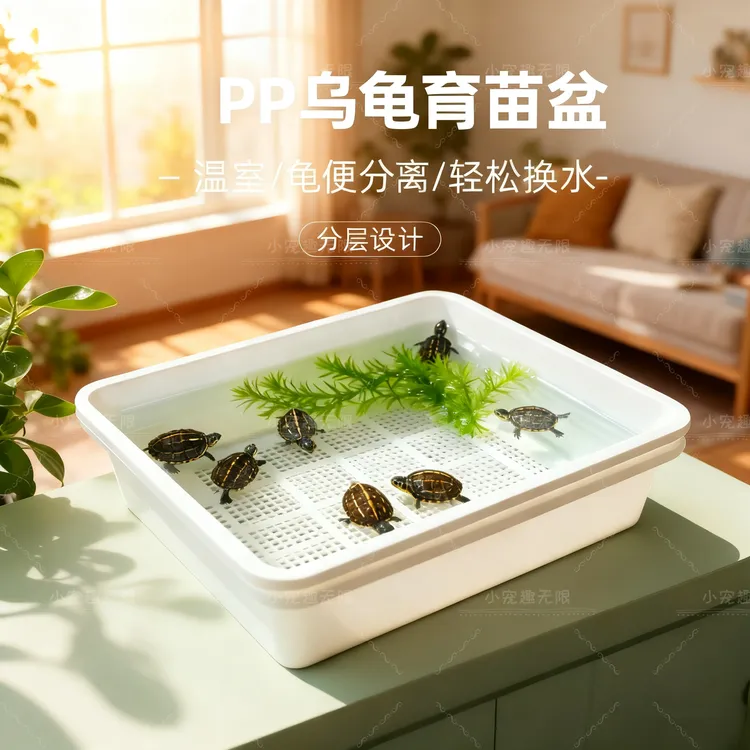 双层猫砂盆养龟盆果核乌龟饲养专用缸猫屎厕所乌龟发色一键换水盆