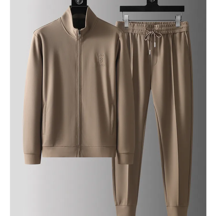 2025春秋纯色简约四面弹卫衣套装男士高端立领时尚休闲运动两件套