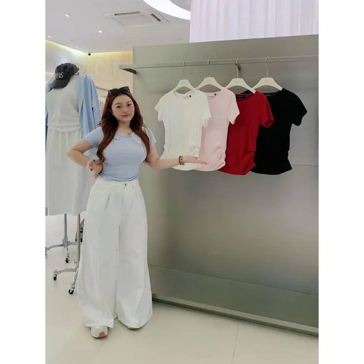 慧芝huizhi 净版U领掐腰T 定制款 弹力大爆款净版收腰显瘦半袖