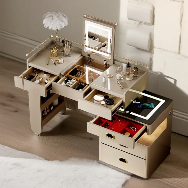 虎牌网红新款智能妆台保险柜家用多功能梳妆台卧室家具储物收纳柜