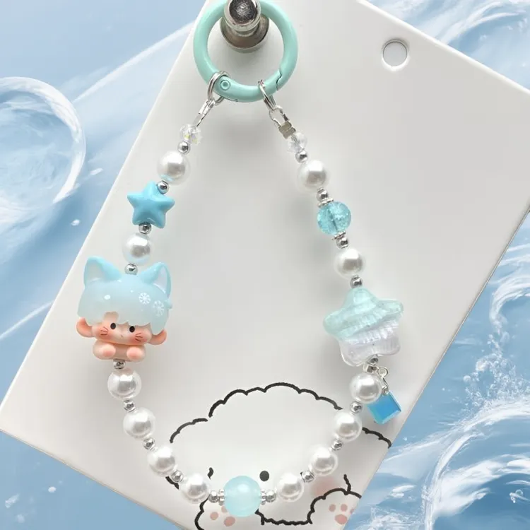 正版设计通孔萌粒手机链钥匙扣车挂装饰好物