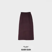 GUIDI GUDI【紫陌红尘】时尚慵懒风纯色半身裙/黄加蓝  