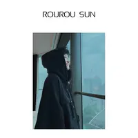 27558早秋款女装小众设计感纯色连帽卫衣女宽松通勤上衣
