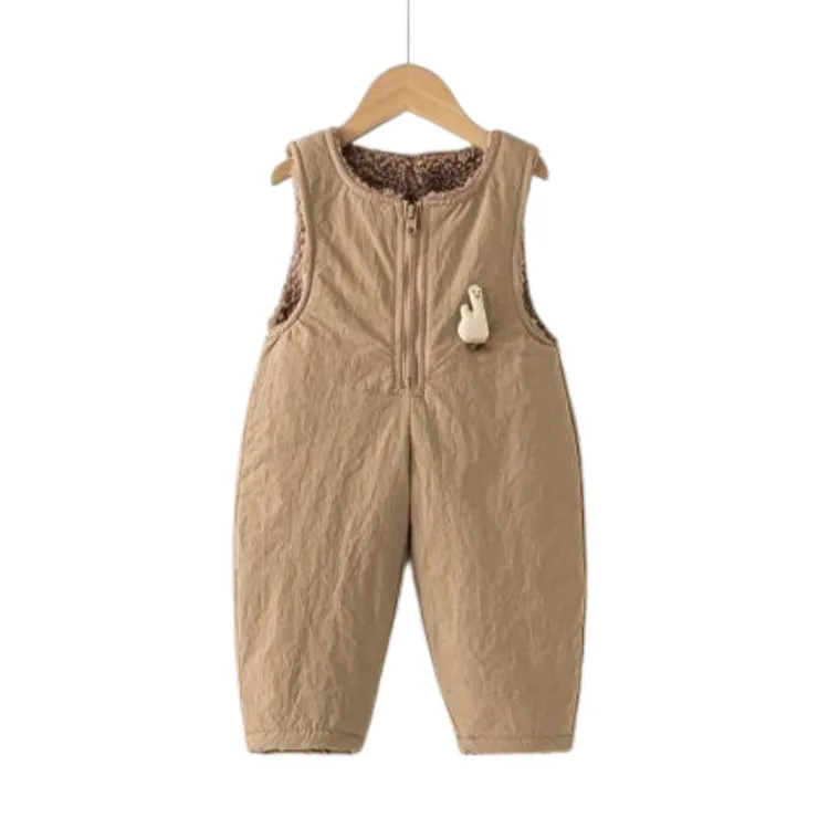 婴儿背带裤秋冬加绒卡通男宝背心式连体裤子童装女宝棉裤冬季外穿