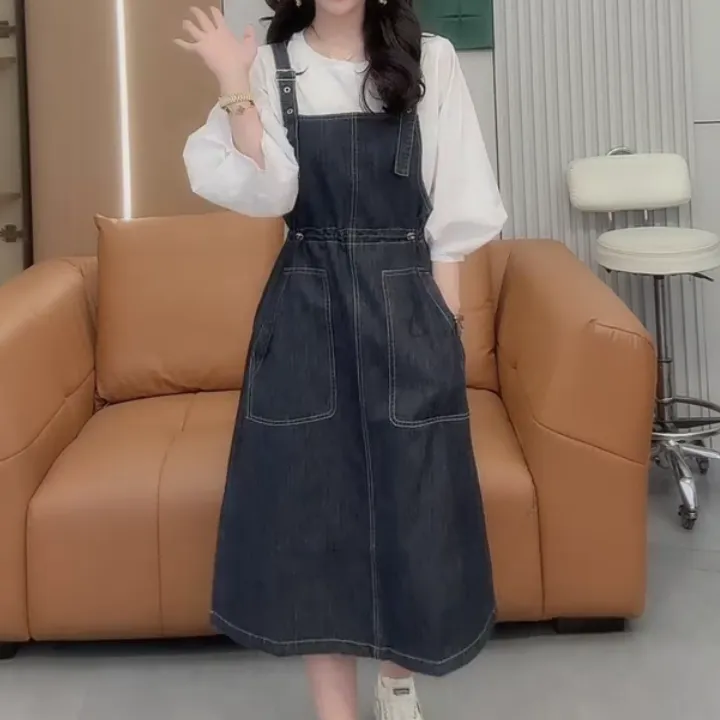 2025春季新款时尚显瘦气质女士网红牛仔裙两件套百搭款D6120