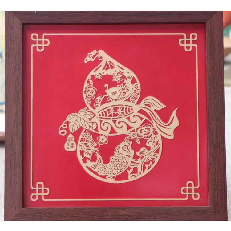 铜画故事-黄铜宝葫芦铜画