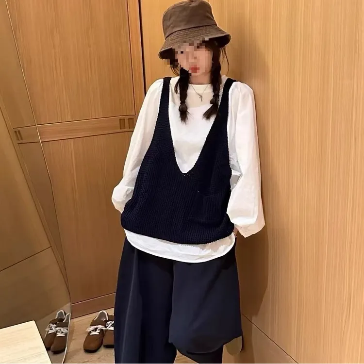 【两件套】韩系chic叠穿毛衣吊带女宽松外穿针织背心百搭休闲小马甲