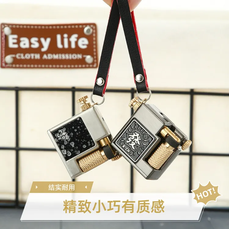 爆款创意手工复古煤油打火机四方时尚创意砂轮侧滑个性小巧火机