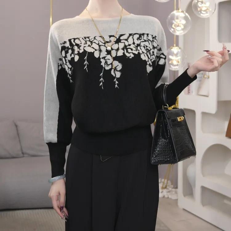 2025年秋冬新款【ZM-965JR】含醋酸丝羊毛黑白色两穿针织毛衣上衣女