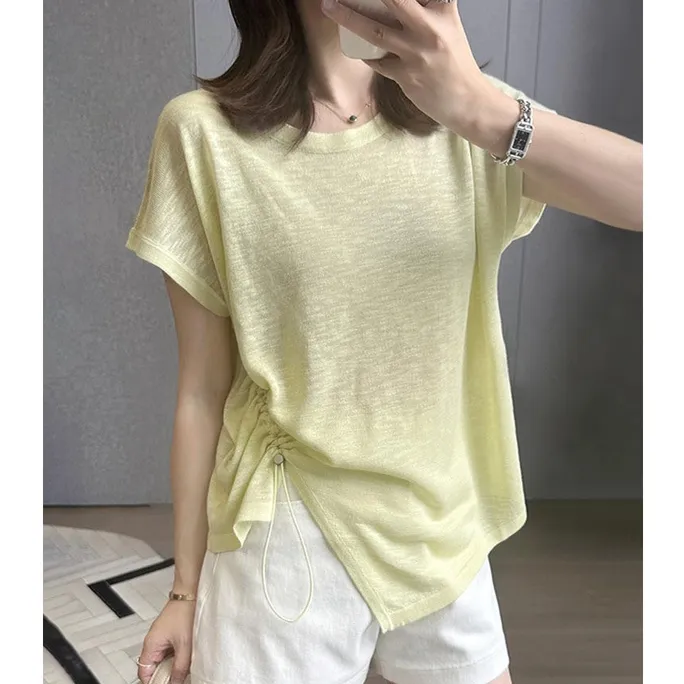 卡莲格/品牌旗舰店品质/大码T恤女打底不规则冰爽短袖设计感上衣