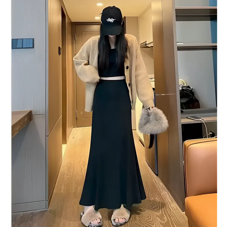 【二个裙长】法式慵懒风时尚A字半身裙女秋季2025新款高腰a字鱼尾裙