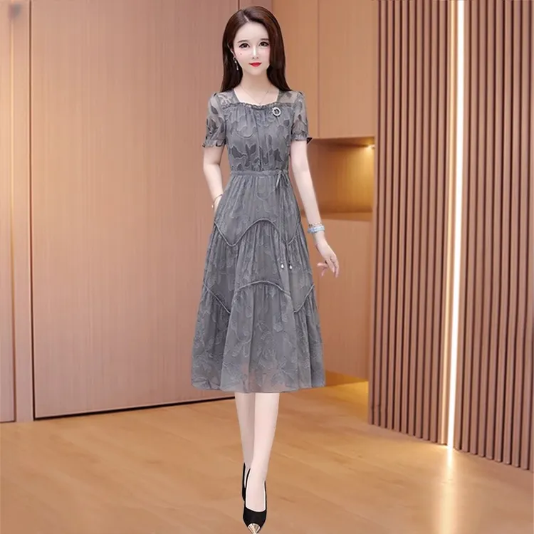 纱料连衣裙女2025新款夏季轻奢高端大气质十三行品牌正式场合裙子