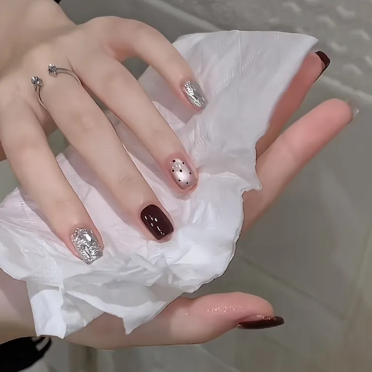 【榛果特调】法式美甲穿戴甲片2025新款高级感秋冬冰透猫眼美甲短款