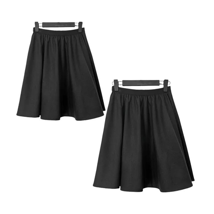 2025秋冬短裙松紧腰洋气休闲百搭双层A字半裙休闲黑色半身裙女