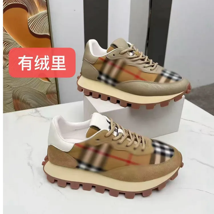 2025新款真皮配格子阿甘鞋潮鞋透气厚底经典时尚百搭旅游鞋C2312