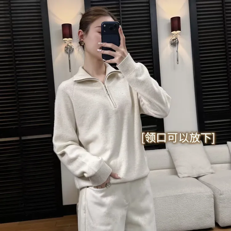 HELA AOMI “拉链毛衣”绵羊毛89.1%一线成衣无缝针织衫CY5DC33458