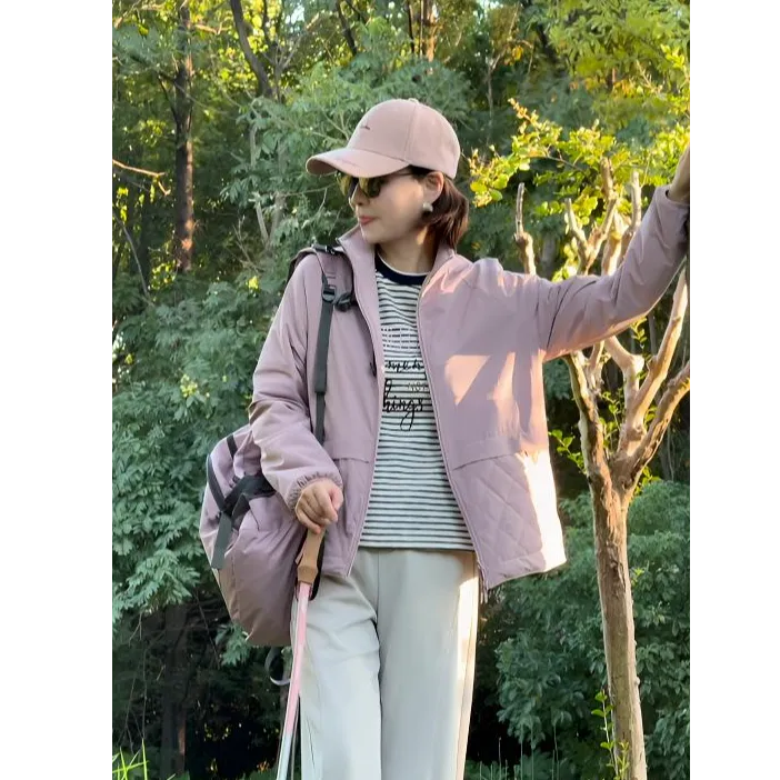 华人杰原创双面穿 女士厚款短外套开衫立领保暖拉链户外防水外套