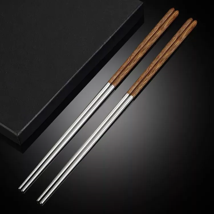 ANBOX-40cm实木油炸筷304不锈钢筷子耐高温筷子