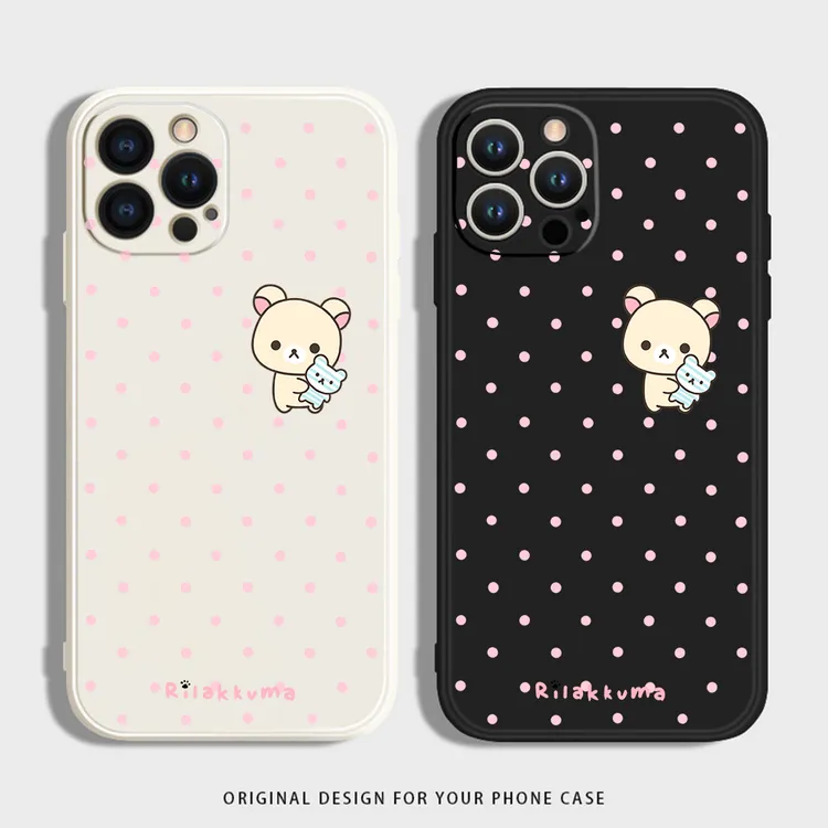 波点轻松熊适用iphone16苹果15手机壳小米OPPO华为VIVO荣耀一加