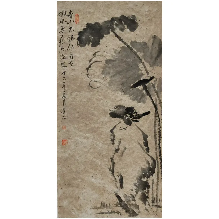 青石老师原创手绘花鸟画100 × 50 CM