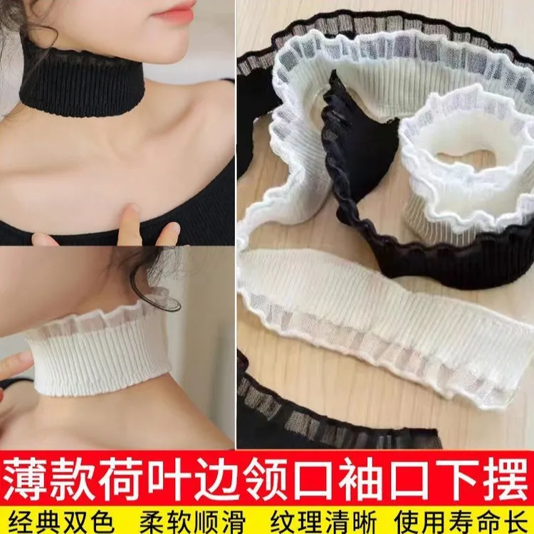 新款弹力针织荷叶花纹服装下摆领口袖口螺纹辅料花边配饰服装下摆商品图