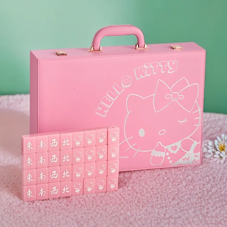 正版40中大号水晶亚克力HelloKitty麻将牌礼盒装手搓家用卡通可爱