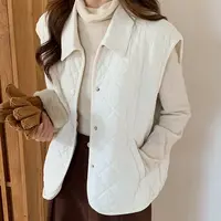 冬季保暖秋冬翻领薄款拼接纽扣领马夹轻薄冬季韩版