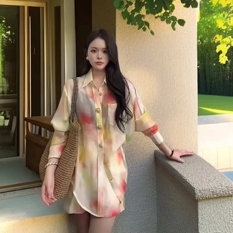 高级感防晒长袖衬衫套装女2025夏新款欧货气质衬衣休闲短裤两件套
