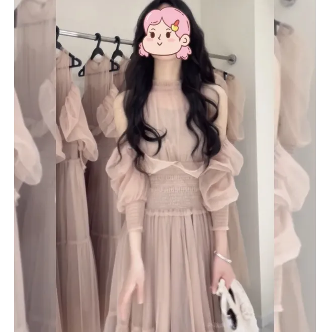 韩系显瘦超好看独特减龄茶歇裙2025年早秋高级感时尚绝美连衣裙女