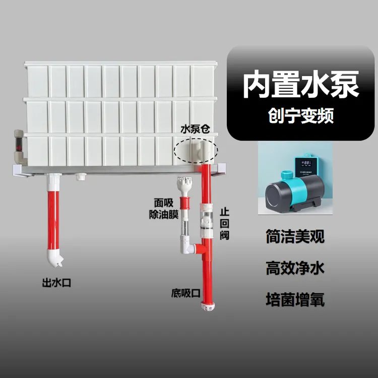 内置创宁水泵鱼缸过滤器滴流盒上滤盒周转箱过滤盒静音增氧培菌