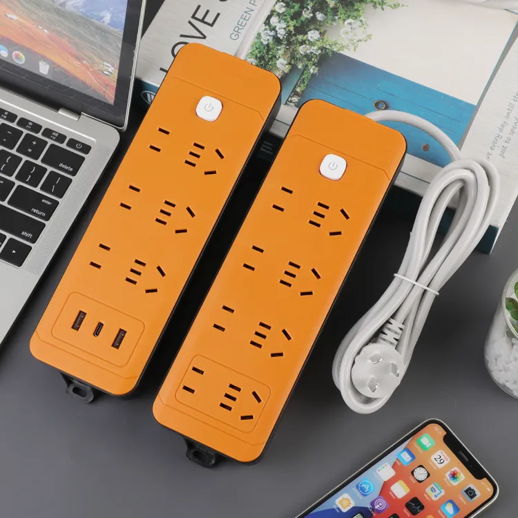 【宠粉】高质量办公宿舍电动车充电插座黑黄纯铜耐高温插排接线板 L商品图