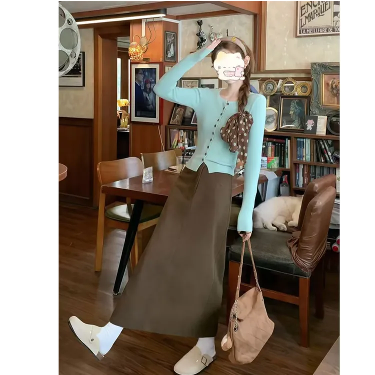 8193/8194-秋款微胖大码显高显瘦高腰微A灯芯绒小个子女装半身裙