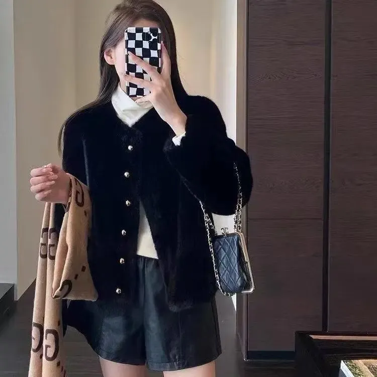 新款秋冬小香风短款毛毛外套轻奢百搭保暖时尚