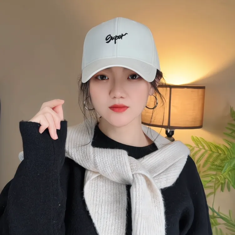 超宽帽檐大头围显脸小加深硬顶棒球鸭舌帽字母刺绣时尚百搭遮阳帽