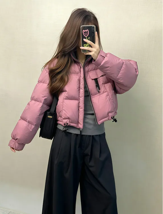 粉色超好看棉服女款小个子巨好看的冬装外套高端洋气小棉袄面包服