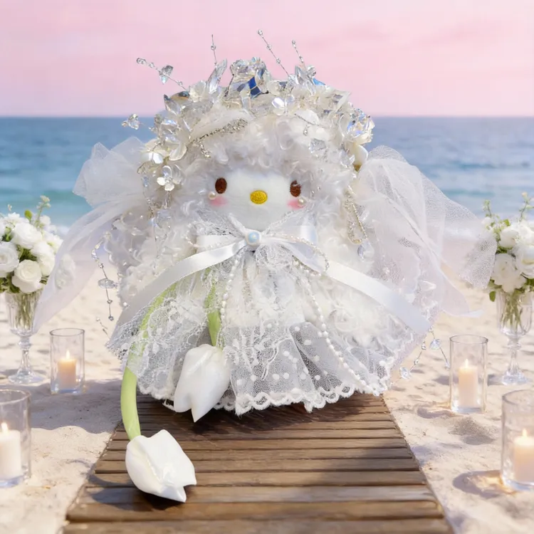 【送礼品袋】正版三丽鸥hellokitty包包挂件海俞屿白纱礼物毛绒挂件
