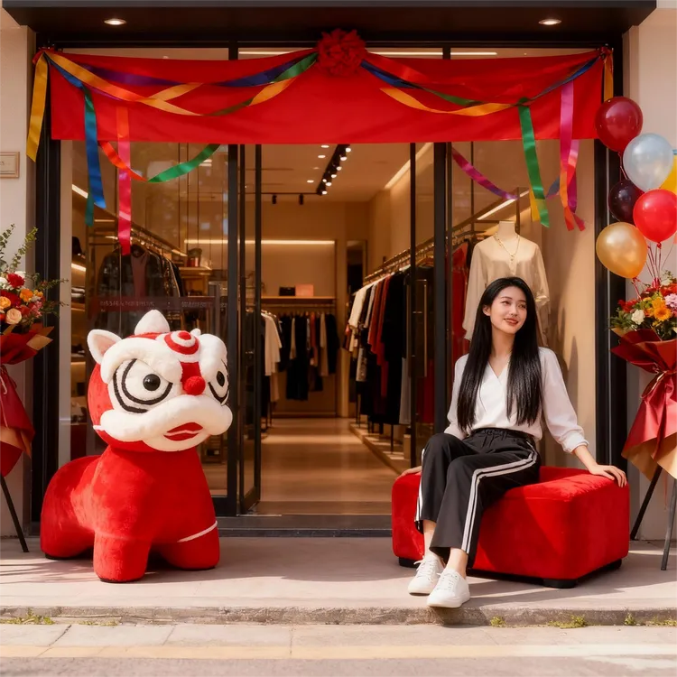 网红萌狮椅国潮风醒狮凳动物造型狮子家用落地摆件儿童凳客厅装饰