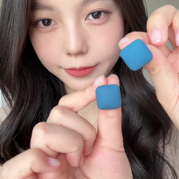 合金树脂耳饰 蓝色磨砂方形~简约几何方块耳钉女复古港风气质耳饰