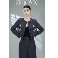 ZEROYK翎蔻 深圳南油原创时尚气质款双层高腰短外套阔腿裤套装