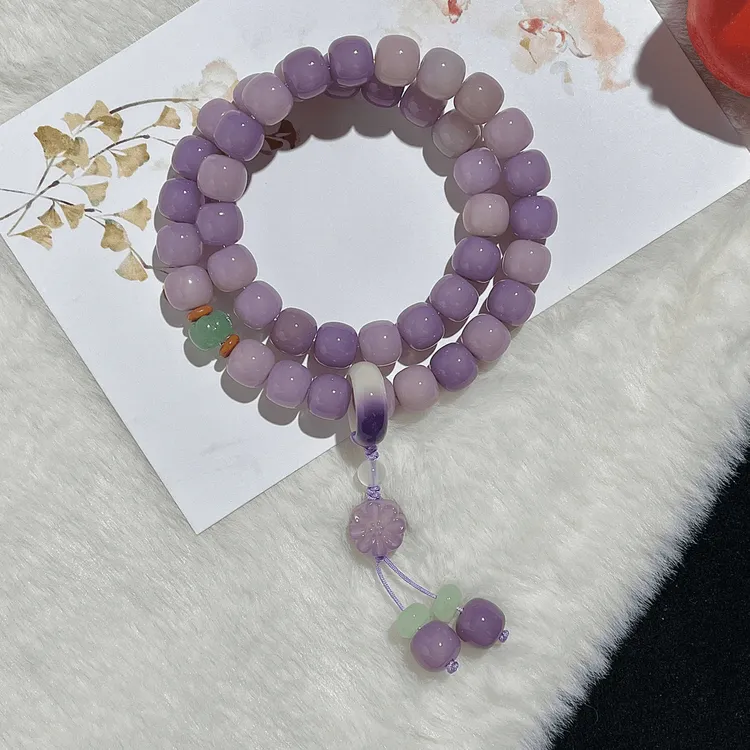 紫气东来菩提双圈手串手持菩提小雏菊吊坠小清新9x10mm（送盘玩袋）